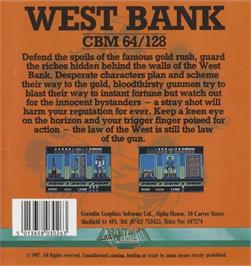 Box back cover for West Bank on the Commodore 64.