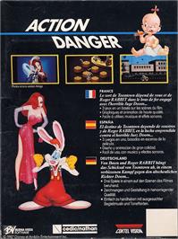 Box back cover for Who Framed Roger Rabbit on the Commodore 64.