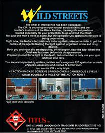 Box back cover for Wild Streets on the Commodore 64.