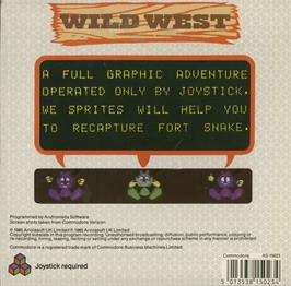 Box back cover for Wild West on the Commodore 64.