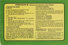 Box back cover for Wimbledon '64 on the Commodore 64.