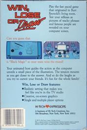 Box back cover for Win, Lose Or Draw on the Commodore 64.
