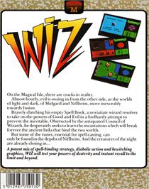 Box back cover for Wiz on the Commodore 64.