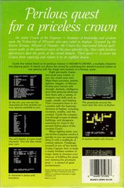 Box back cover for Wizard's Crown on the Commodore 64.