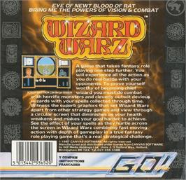 Box back cover for Wizard Warz on the Commodore 64.