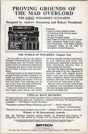 Box back cover for Wizardry - Proving Grounds Of The Mad Overlord on the Commodore 64.