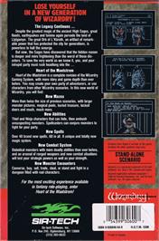 Box back cover for Wizardry V: Heart of the Maelstrom on the Commodore 64.
