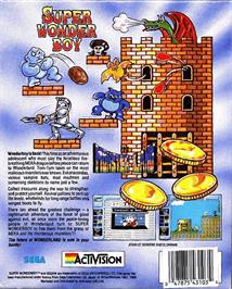 Box back cover for Wonder Boy in Monster Land on the Commodore 64.