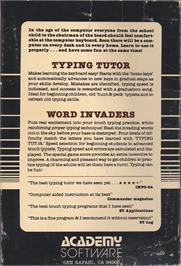 Box back cover for Word Invaders on the Commodore 64.