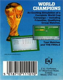 Box back cover for World Champions on the Commodore 64.