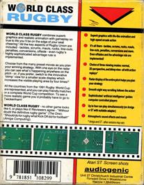 Box back cover for World Class Rugby on the Commodore 64.