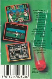Box back cover for World Cricket on the Commodore 64.
