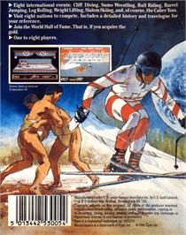 Box back cover for World Games on the Commodore 64.