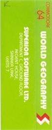 Box back cover for World Geography on the Commodore 64.