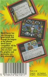 Box back cover for World Soccer on the Commodore 64.