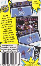 Box back cover for Wrestling Superstars on the Commodore 64.