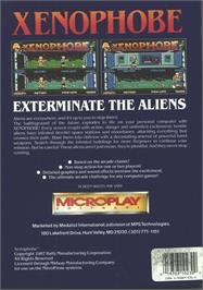 Box back cover for Xenophobe on the Commodore 64.