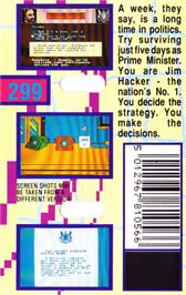 Box back cover for Yes, Prime Minister on the Commodore 64.