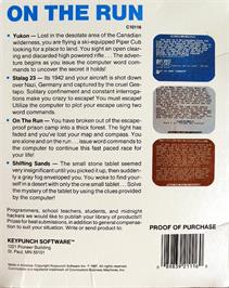 Box back cover for Yukon on the Commodore 64.