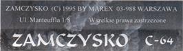 Box back cover for Zamczysko on the Commodore 64.