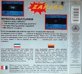 Box back cover for Zarjaz on the Commodore 64.