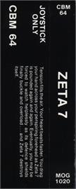Box back cover for Zeta-7 on the Commodore 64.