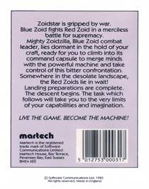 Box back cover for Zoids on the Commodore 64.