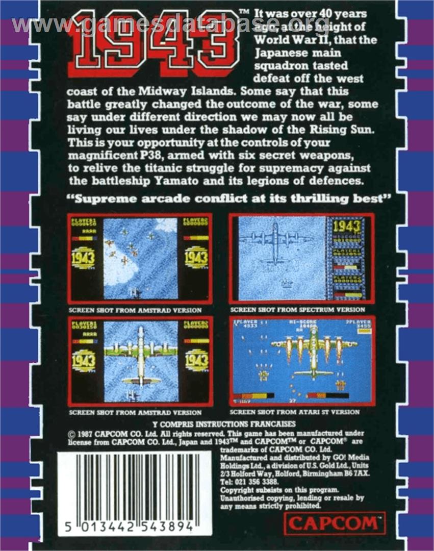 1943: The Battle of Midway - Commodore 64 - Artwork - Box Back