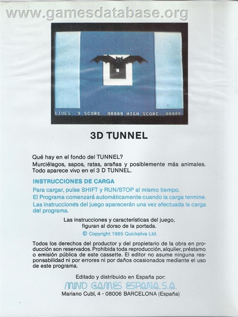 3d Tunnel - Commodore 64 - Artwork - Box Back