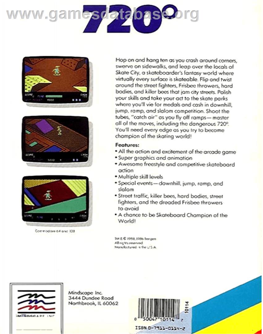 720 Degrees - Commodore 64 - Artwork - Box Back