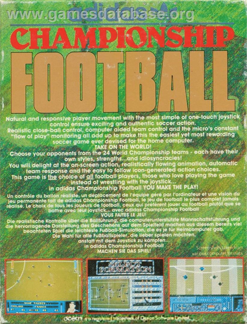 Adidas Championship Football - Commodore 64 - Artwork - Box Back