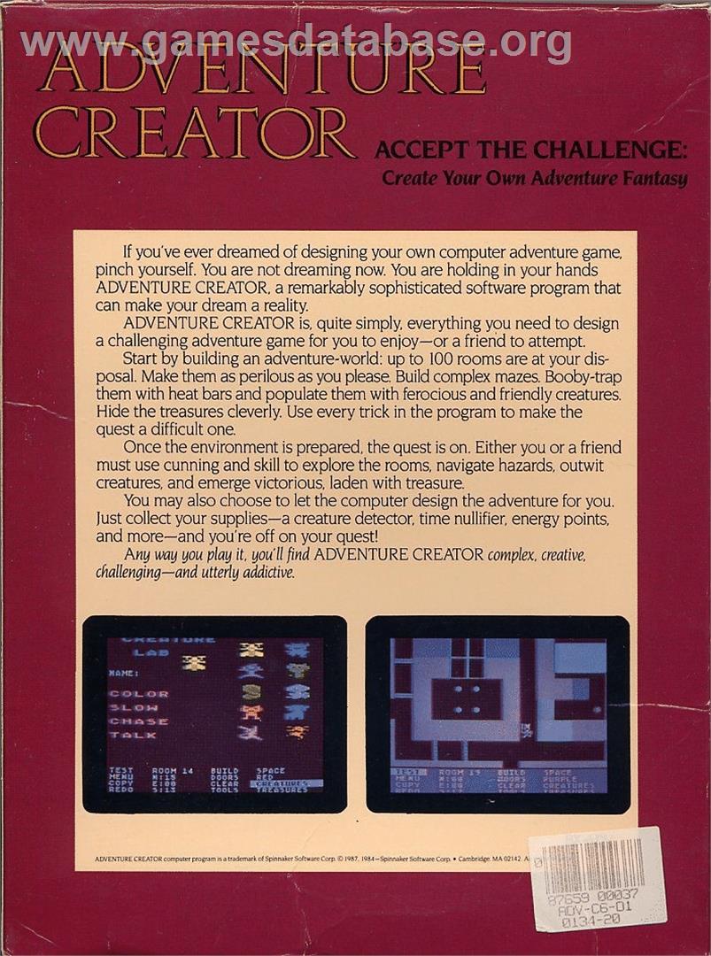 Adventure Creator - Commodore 64 - Artwork - Box Back