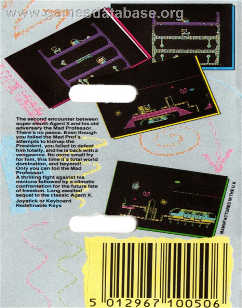 Agent X II: The Mad Prof's Back! - Commodore 64 - Artwork - Box Back