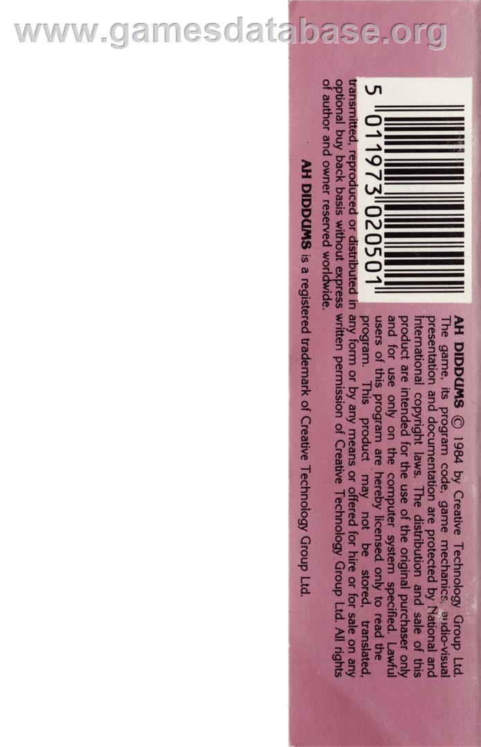 Ah Diddums - Commodore 64 - Artwork - Box Back