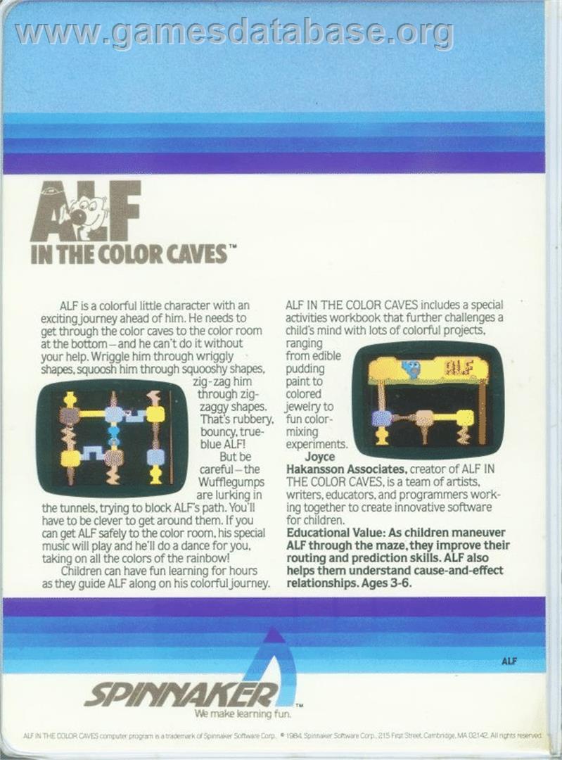 Alf In The Color Caves - Commodore 64 - Artwork - Box Back