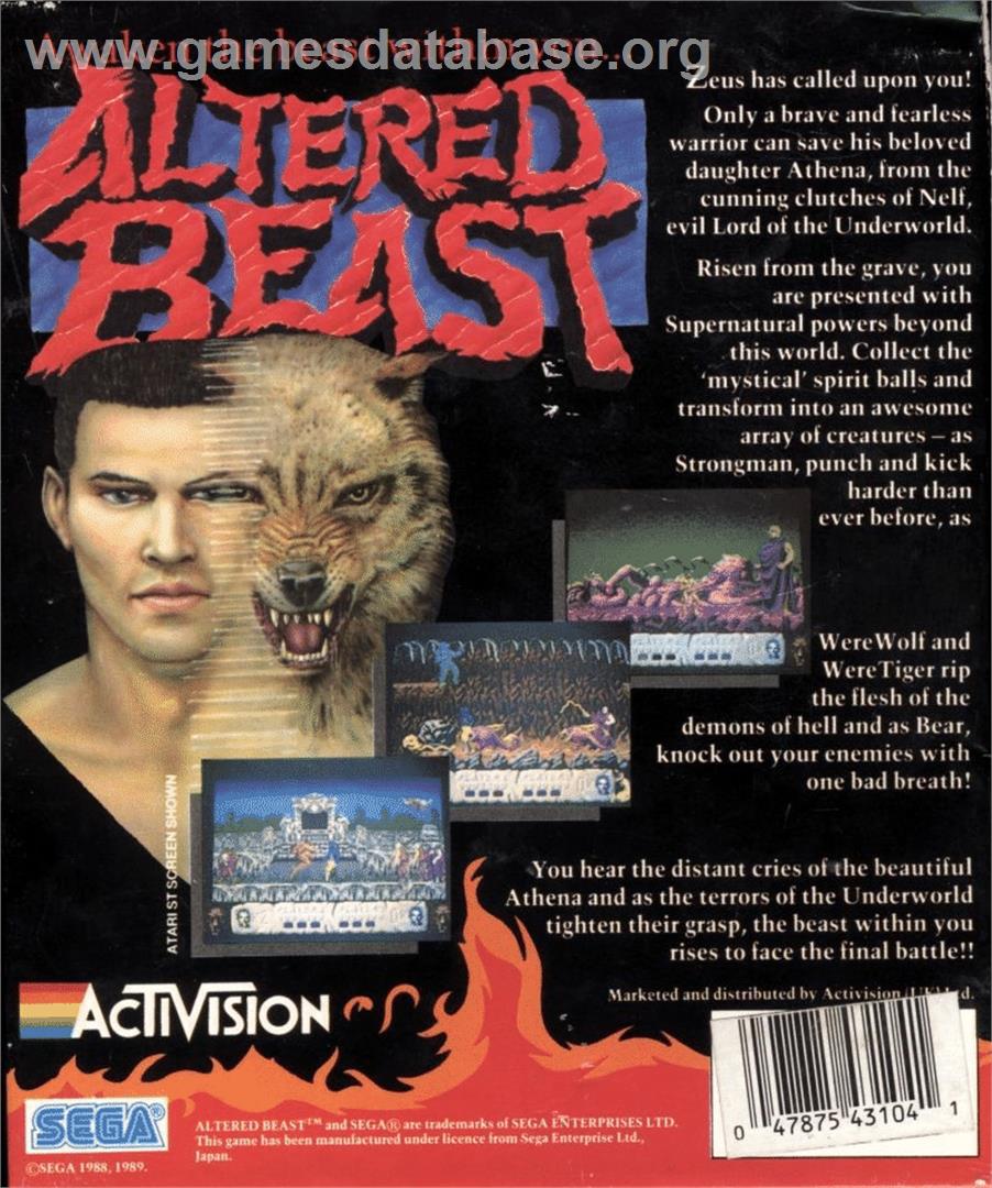 Altered Beast - Commodore 64 - Artwork - Box Back