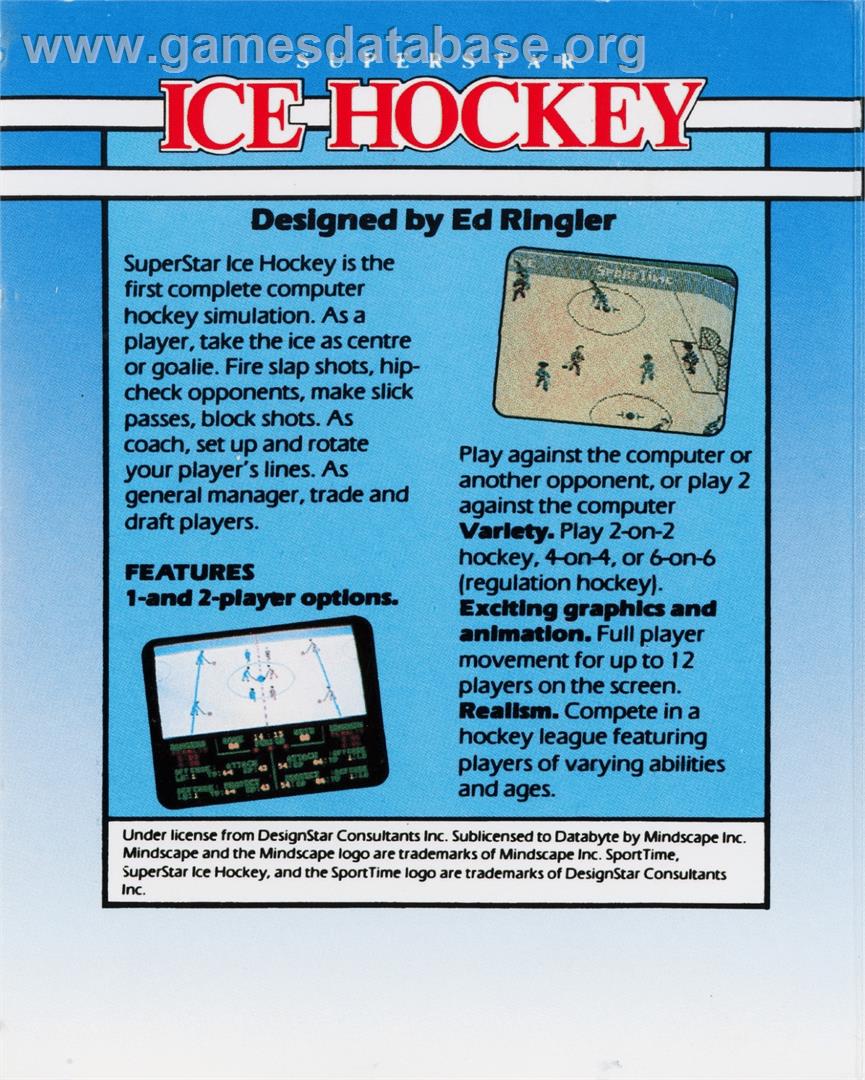 American Ice Hockey - Commodore 64 - Artwork - Box Back