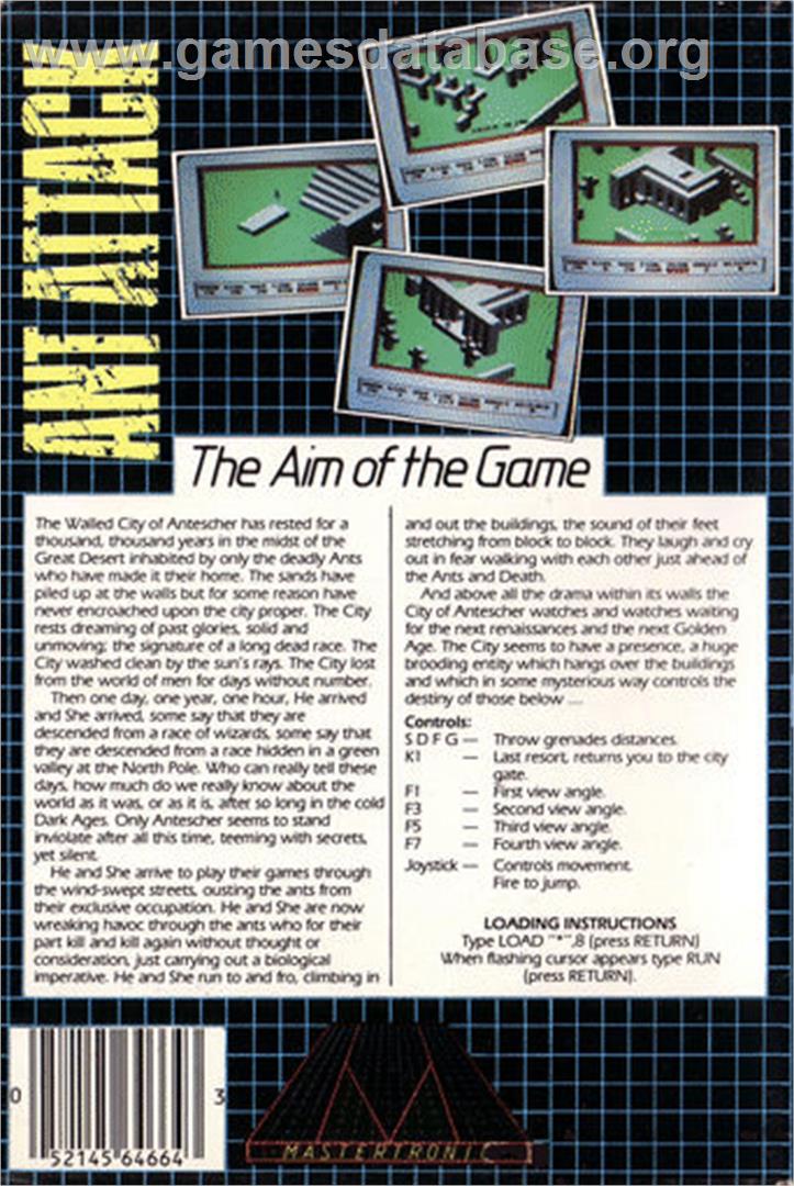 Ant Attack - Commodore 64 - Artwork - Box Back