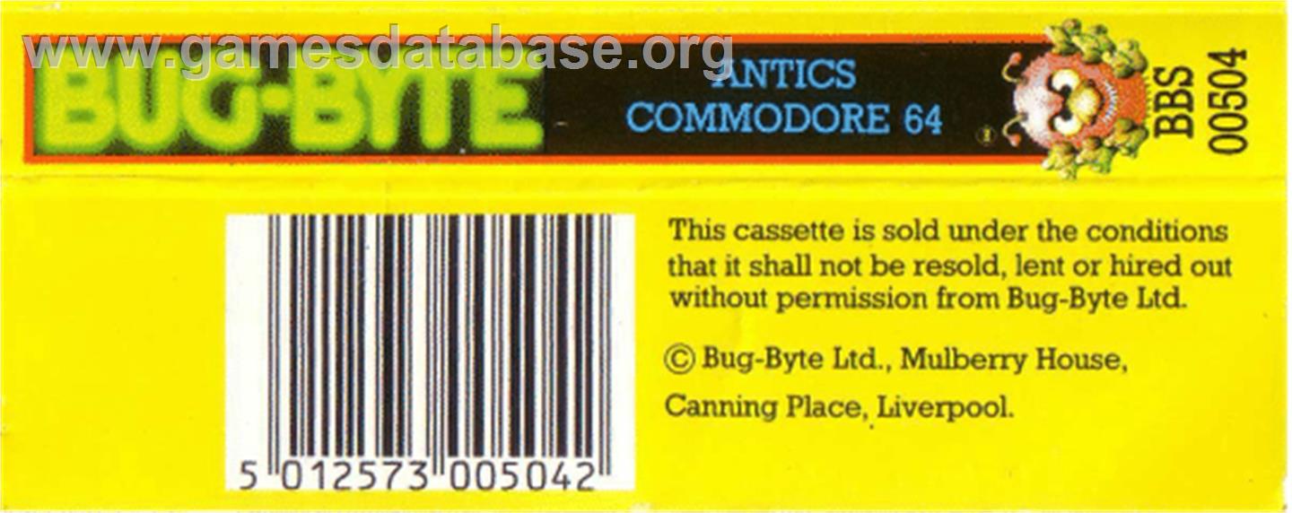 Antics (Bug-Byte) - Commodore 64 - Artwork - Box Back