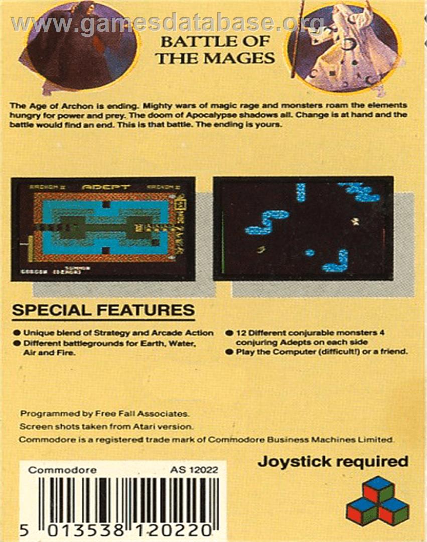 Archon II: Adept - Commodore 64 - Artwork - Box Back