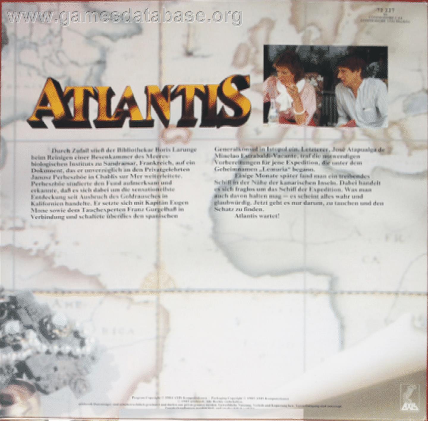 Atlantis (Multisoft) - Commodore 64 - Artwork - Box Back