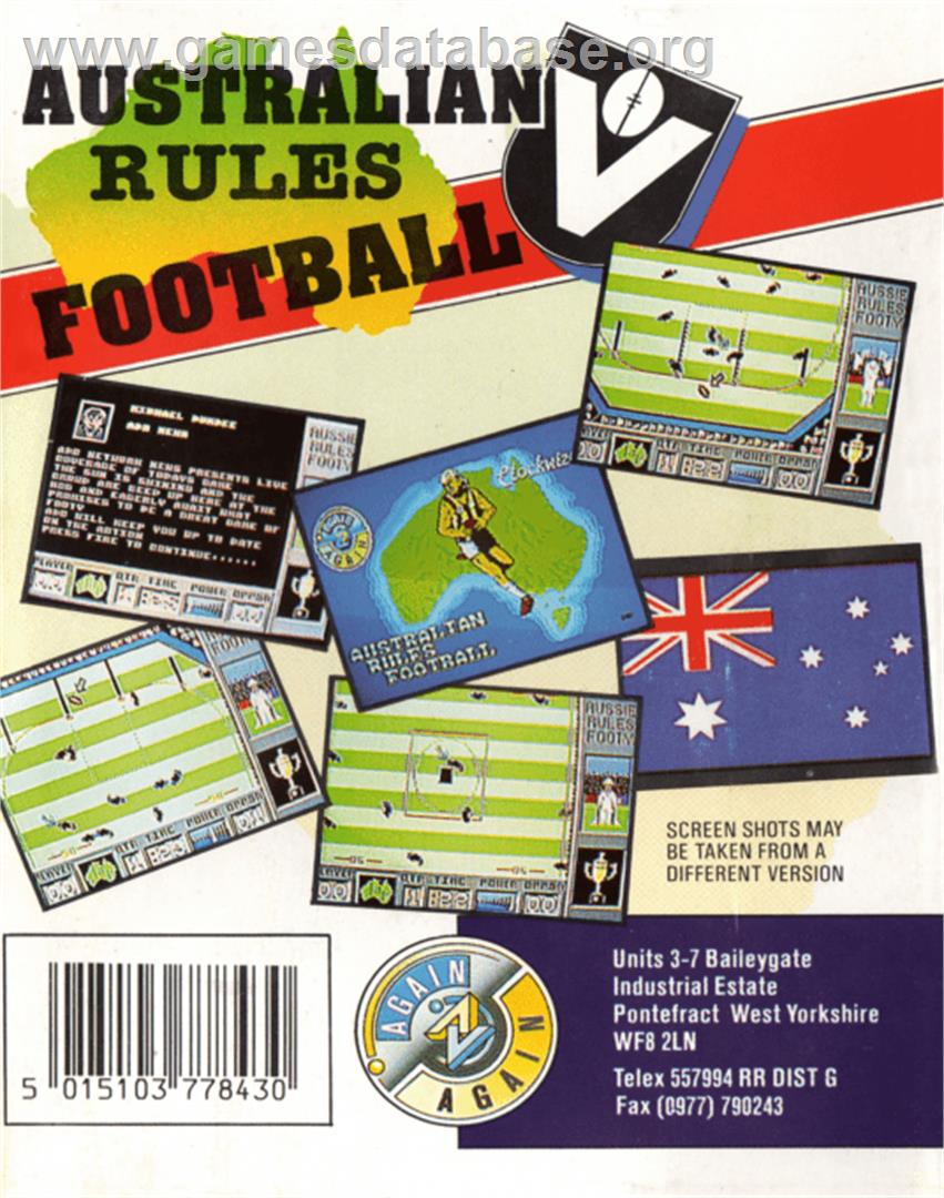 Australian Rules Football - Commodore 64 - Artwork - Box Back