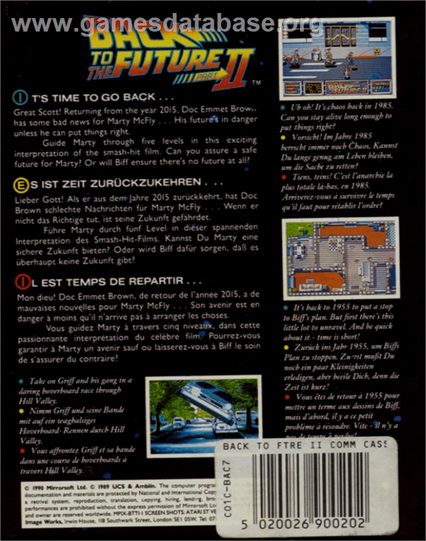 Back to the Future Part II - Commodore 64 - Artwork - Box Back