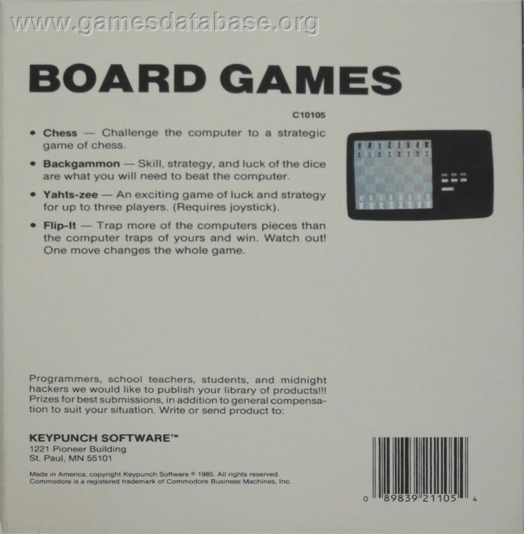 Backgammon (Compute!) - Commodore 64 - Artwork - Box Back