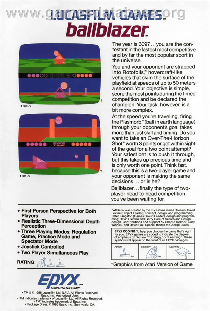 Ballblazer - Commodore 64 - Artwork - Box Back