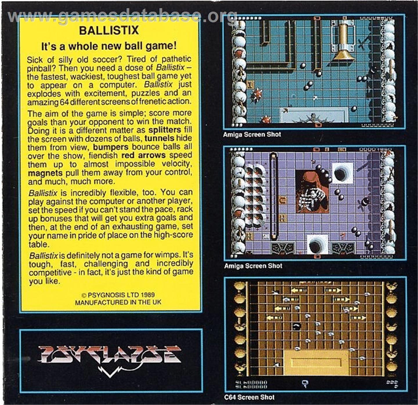 Ballistix - Commodore 64 - Artwork - Box Back