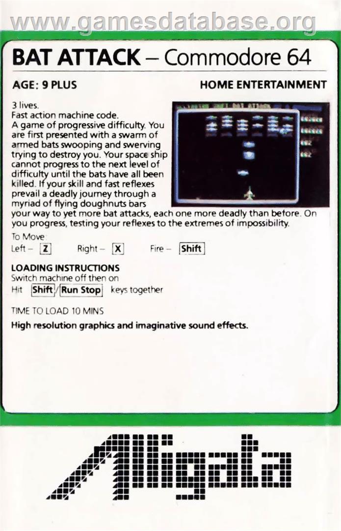 Bat Attack - Commodore 64 - Artwork - Box Back