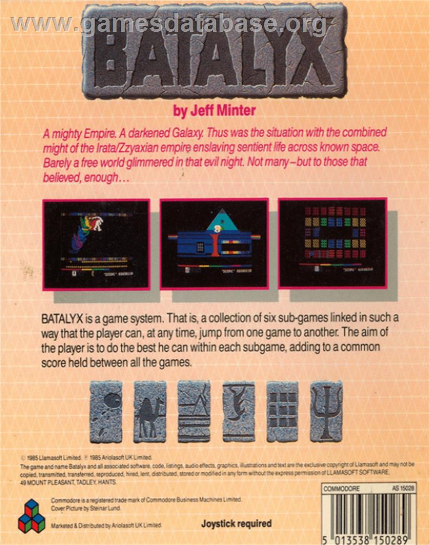 Batalyx - Commodore 64 - Artwork - Box Back