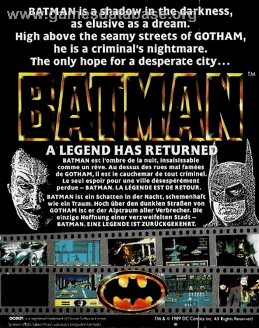 Batman: The Movie - Commodore 64 - Artwork - Box Back