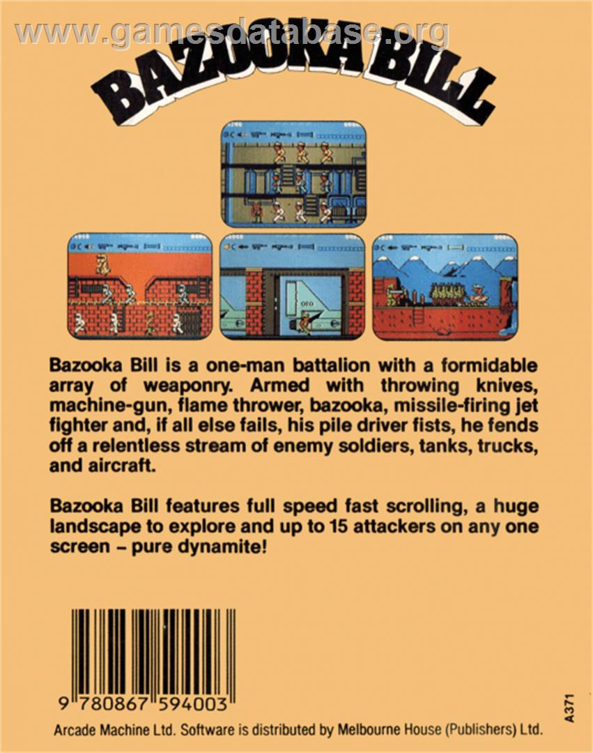 Bazooka Bill - Commodore 64 - Artwork - Box Back